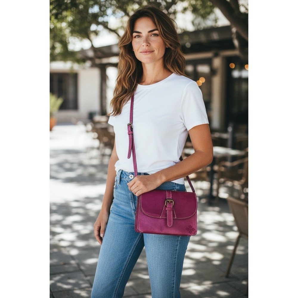 Patricia Nash Red Italian Leather Crossbody Bag Floral Tooled